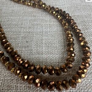 Faceted Metallic Brown Bead Necklace for Women